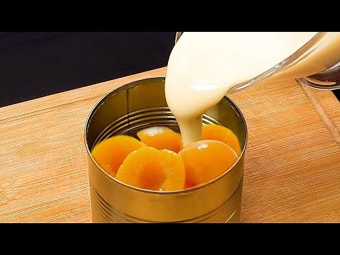 Pour the condensed milk into the can of peaches and you’re gonna thank me later.