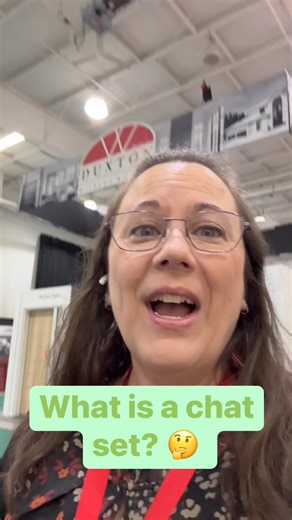 What is a chat set? It can be many things, but when I refer to a chat set it’s an area with 2 seats and a table to set treats on for visiting. Check out this great example we set up in Flo-Essence Plumbing, Hearth and Decor booth…and watch to the end to see my favourite two items they have on display! @homestyleshomeshow #accentchair #snacktable #accenttable #yxefurniture | International Furniture Wholesalers