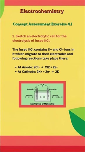 ⚡ Electrochemistry: Electrolysis of Molten Sodium Chloride (NaCl) | Concept Assessment Exercise 4.1