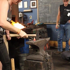 4.5K views · 204 reactions | Olivia getting it done in this years forging competition. The goal was to turn a 1” cube into the largest capacity round dish possible in 20 minutes. #rockymountainsmiths #rockymountainblacksmithingconference #hammerlikeagirl #forgingcompetition #blacksmithing | Black Bear Forge | Facebook