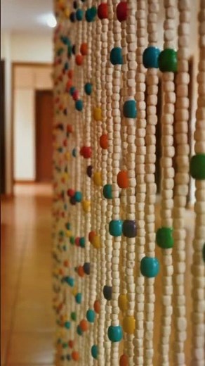 Wooden Beads Curtain | Handcrafted Boho Doorway Decor | Rustic Home Makeover Idea 🪵🌿