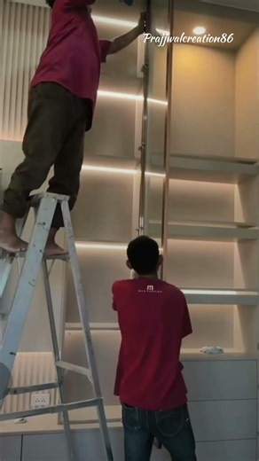 Tv unit Installation 💝|Latest trendy Tv cabinet showcase design |#stepbystep #tvunit