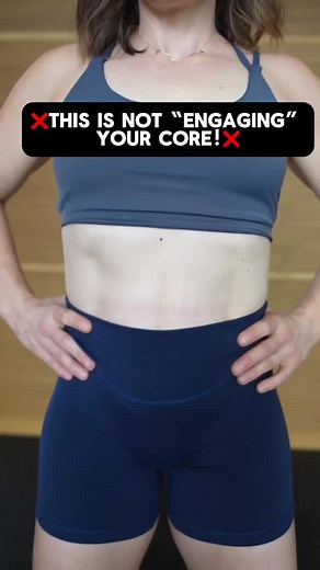 Leave CORE101 and I’ll send you the free video series that explains how to actually engage your core and pelvic floor in detail! Plus, loads of other important pelvic floor and core tips, too! When you hear your trainer say “engage your core…” it doesn’t mean… ❌SUCKING IN (this makes your ribs flare and so your diaphragm and pelvic floor can’t work together to support you). ❌BEARING DOWN (when you flex like you are about to get punched, it puts pressure DOWN on your pelvic floor) Engaging your d