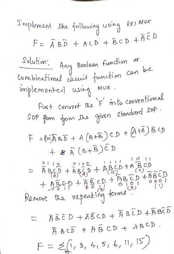 Boolean Function implementation using 8X1 MUX
