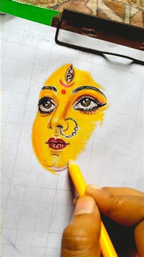 Maa Durga Drawing ✍️ | Devi Durga Face Sketch #shorts