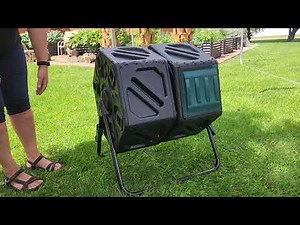 Dual Chamber Outdoor Compost Tumbler | 2 × 18.5 Gallon Compost Bin, Rotating Composter with Aeration