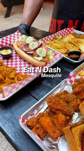 MESQUITE’S COMFORT FOODIE HOTSPOT IS FINALLY HERE 🍗🧇✨ Meet @eatndashmesquite — brought to you by the legendary Chef Ike Cook! 🧑‍🍳🔥 Items Featured: 🥪Catfish Po Boy 🧇Red Velvet & Regular Chicken N Waffles ✨Fried Pork Chops 🍗Chicken Wings 🐟Fried Catfish 🍹Frozen daiquiris Whether you’re rolling through for brunch or a late-night fix, this is a taste of Dallas you don’t want to miss. 💥 📍6500 Northwest Dr ⏰OPEN | 12pm-10pm Sun-Wed & 12pm-12am Thurs-Sat This isn’t fast food … it’s comfort f