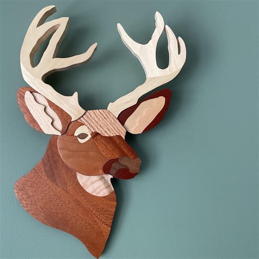 Intarsia Deer Wood Wall Art - Etsy