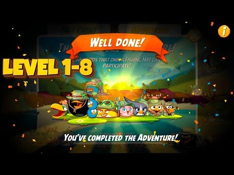 Angry Birds 2 AB2 The Deep Blue Adventure Level 1-8 (Fishing Hat Set Returns!)