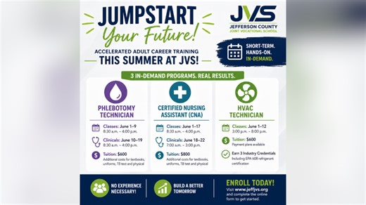 Jefferson County JVS offers accelerated summer career training for adults