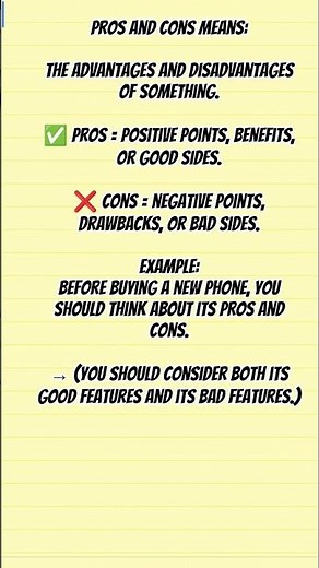 Pros and cons means, #wordmeanings, #vocabs, #vocabulary, #vocabbatch #english, #ytshorts ‪@b_shikha‬