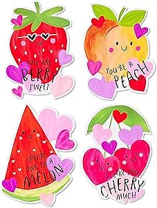 Papyrus Valentine's Day Cards for Kids, Fruit Puns (20-Count, 1 Sticker Sheet)