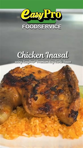 Savor the taste of the Philippines. Juicy Chicken Inasal glazed with EasyPro® Premium Soy Garlic Sauce and served with fragrant Java Rice seasoned with EasyPro® Java Rice Seasoning Powder Mix. 𝗜𝗡𝗚𝗥𝗘𝗗𝗜𝗘𝗡𝗧𝗦: Chicken Leg Quarter (1pc) Calamansi (25g) Vinegar (20g) Lemongrass (25g) EasyPro® Premium Soy Garlic Sauce (20g) EasyPro® Java Rice Seasoning Powder Mix (14g) Rice (4 cups) Oil (15g) 𝗣𝗥𝗢𝗖𝗘𝗗𝗨𝗥𝗘𝗦: 1. In a bowl, place the chicken leg quarters with EasyPro® Premium Soy Garlic 
