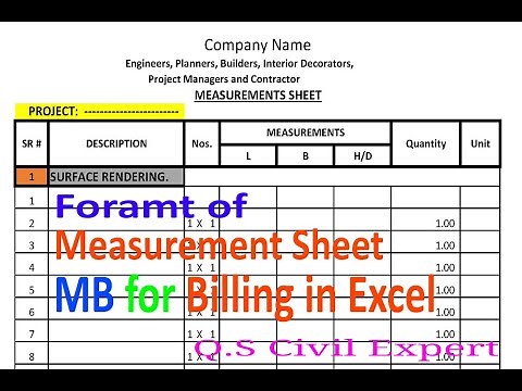 Format of Measurement Sheet in Excel | Measurement Book for Billing.