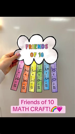 Teachers! teach addition facts to 10 with this fun and cute rainbow craft! #teachersoftiktok #fyp #teacher #foryoupage #classroom