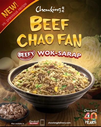 50 reactions · 11 shares | BEEF! BEEF!  Nandito na ang New Beefed-Up Chowking Beef Chao Fan! Tikman ang #BeefyWokSarap dahil sa RICHER savory umami at BIGGER beef bits sa bawat bowl (versus previous recipe). Order now sa nearest Chowking store, ChowkingDelivery.com, or the Chowking App.  ASC REF CODE: F0114N030425C | Chowking PH | Facebook