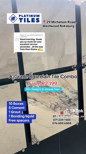 A-Grade Porcelain Tile Combo - 40 Designs to Choose From