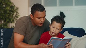 African American soldier shares a reading moment with son, family time together