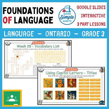 Grade 3 - Foundations of Language Unit - Google Lesson Slides - Ontario Language
