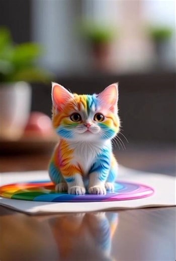 ✨🐾 “Liquid Pastel Magic — Mini Rainbow Cat ASMR Creation” 🌈🐱#asmr#cute #rainbowcat