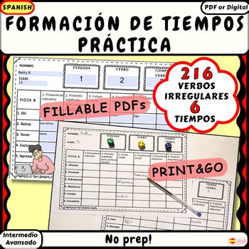 Spanish Irregular Verbs Conjugation Practice 6 Tenses Charts, Verbos Irregulares
