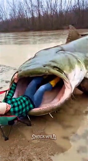 Monster Catfish Explodes From River and Swallows Fisherwoman 😱