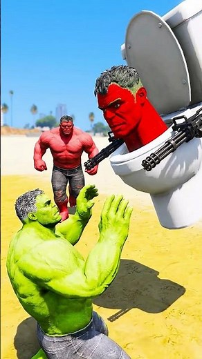 HULK TRAPPED BY SKIBIDI TOILET! 😱 RED HULK COMES TO SAVE HIM! 🔥 | GTA 5 #shorts