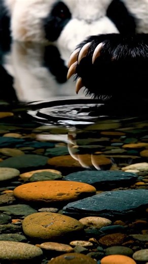 Giant Panda claw and water droplet