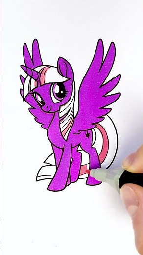 🦄 Coloring Twilight Sparkle ✨ My Little Pony Glitter Art #kids #cartoon #mylittlepony #trending