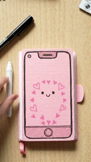 DIY Cute Mini Phone Notebook 📱💗 | No Glue, No Tape | Easy Paper Craft #Shorts @BloomandMake-1 ​