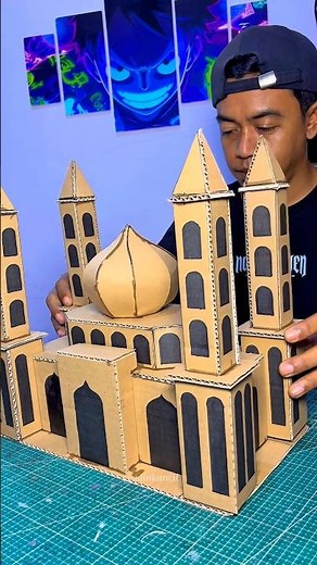 How to make a miniature mosque from cardboard #creative #creation #diy #mosque #ramadan #woodworking