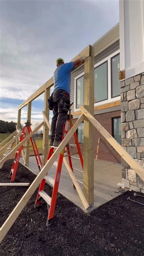 HAUS PLANS ®️ on Instagram: "Setting The Posts And Installing The Beam For A New Deck #build #howto #construction #diy #contractor"