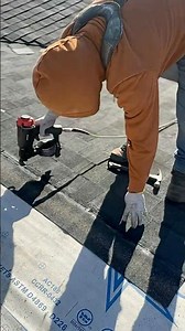 Young roofer nailing shingles the right way — gun + hammer! 🙏 #roofing #construction #homedecor