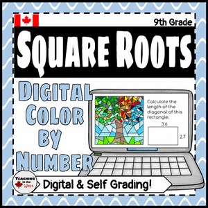 Square Roots of Fractions and Decimals Digital Color by Number for Google Forms