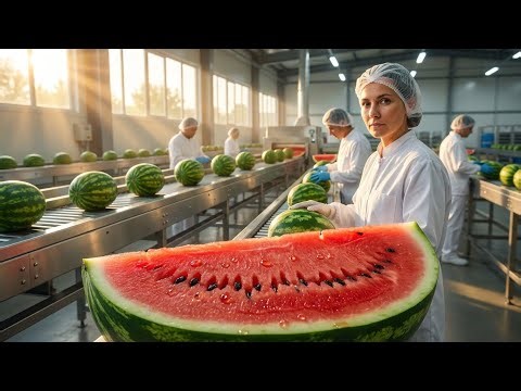 How Watermelon Is Processed 🍉 | From Farm to Packing | Modern Food Processing Factory