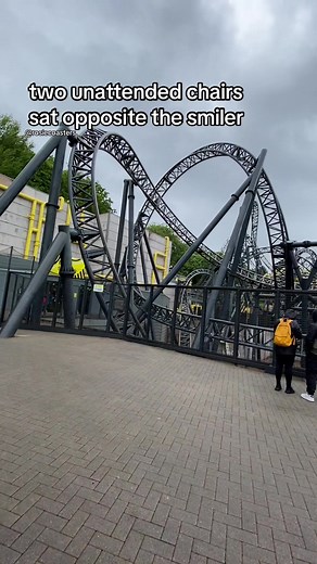 two unattended chairs sat opposite the smiler (the sequel to “three unattended chairs sat in front of the smiler”) #altontowers #themeparktiktok