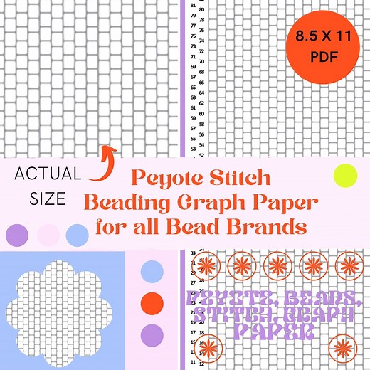 Numbered Peyote Stitch Beading Graph Paper, Beading Pattern, Beading Tutorial, Pattern Sheet, Design Sheet, Printable Pattern, Graph - Etsy