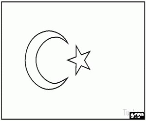 Flag of Turkey, the Turkish flag coloring page printable game