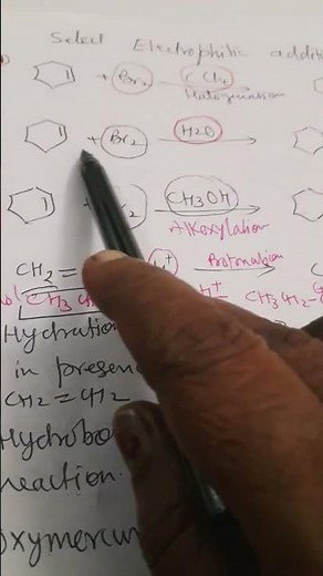 #Electrophilic addn Br2/CCl4:Br2+CH3OH :Br2+ H2O,On cyclohexene etc@ Veena Dixit Chemistry IIT jee