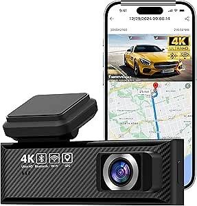 Miofive Smart Dash Cam, 2160P UHD Dash Camera for Cars, Mini S Car Camera with Wi-Fi, GPS, WDR, Night Vision, G-Sensor, App, Loop Recording, Parking Monitor, Time-Lapse
