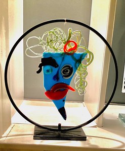 Abstract Fused Glass Art Mask With Optional Stand, Picasso Inspired Face FREE SHIPPING! - Etsy