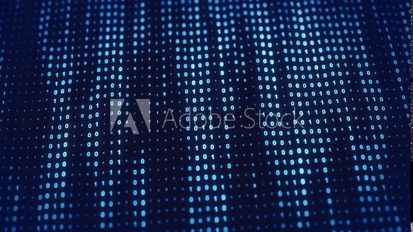 Looping randomly vertically animated matrix array of binary numbers code changing screen. Background effect for code, programming, technology projects to add digital data effect with camera blur. 素材庫影片