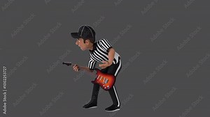 Fun 3D cartoon referee with a guitar (with alpha channel)