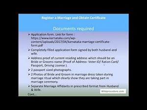Karnataka - Register A Marriage And Obtain Certificate