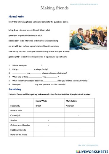 Small talk: Making friends worksheet