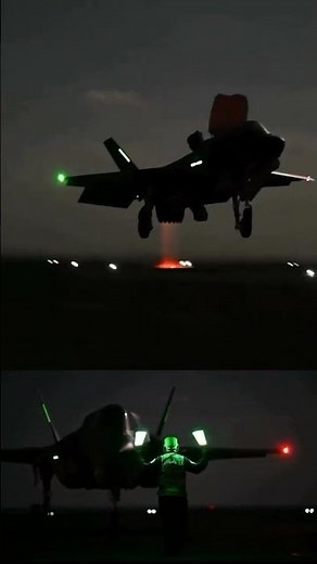 F-35 Lightning II VTOL Night Carrier Landing | Stealth Jet in Action at Sea