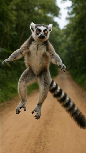 "Madagascar Lemur Jumping on Jungle Road 🐒✨ | Ultra Realistic 4K"