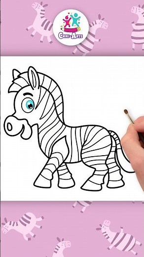 Dibujo de Animales - Cebra #shorts #chikiarte #dibujos