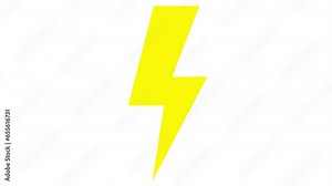 Animated yellow symbol of lightning. Energy icon of power. Electric flash. Vector illustration isolated on white background.