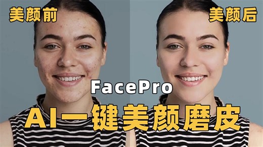 【PR/AE插件】磨皮美颜/瘦脸锐化插件！AI一键磨皮插件FacePro中文汉化版（内附安装包），支持RP/AE插件一键安装~